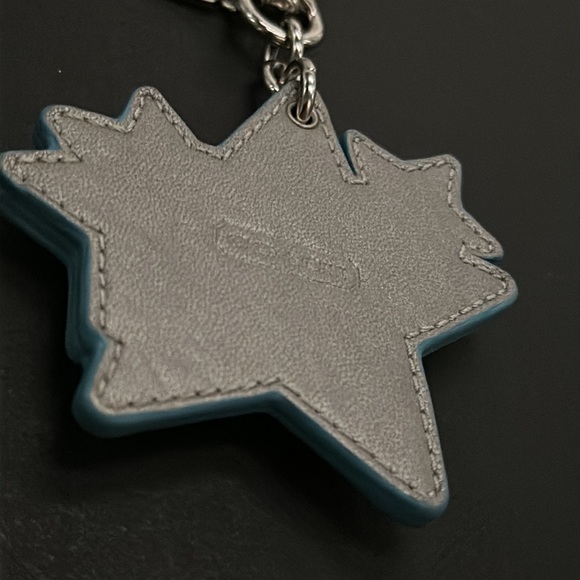 Vintage Coach Stacked Stars Patent Leather Bag Charm Keychain Ring Crystal Gem - Picture 7 of 8